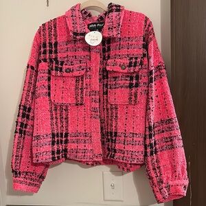 Pink and Black Plaid Jacket xl